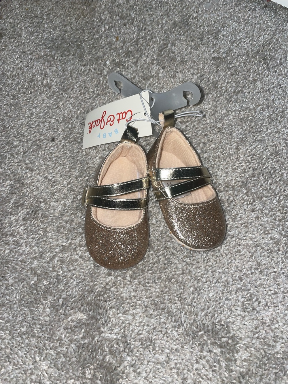 Girls Gold Glitter Mary Jane Shoes